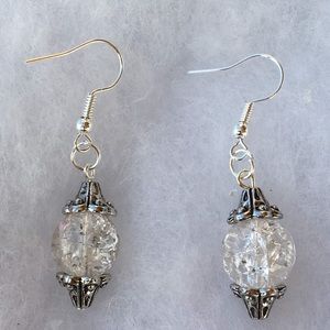 Sparkly White Glass Drop Earrings